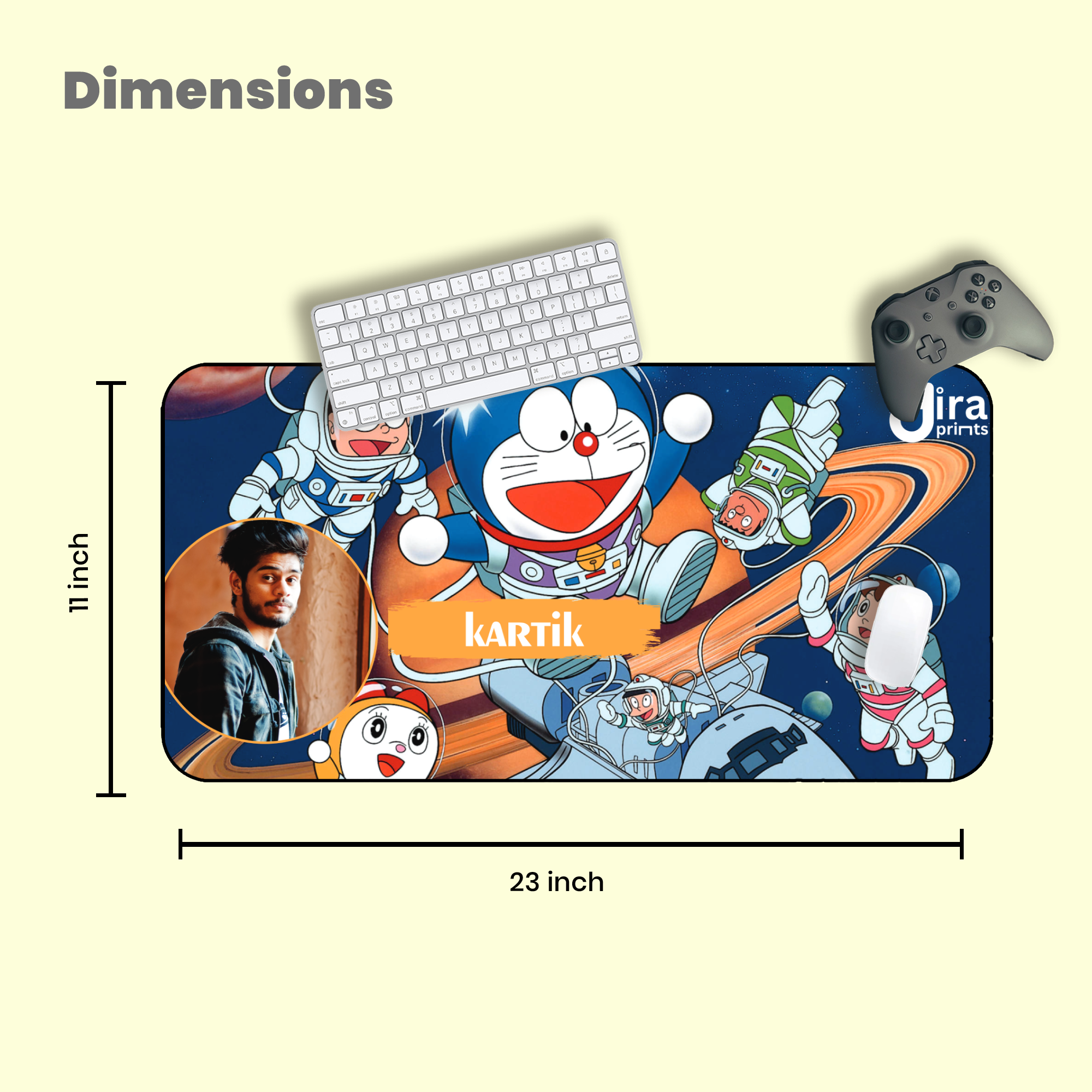 Personalized Doraemon Desk Mat | Custom Photo Anime Large Desk Mat by Diraprints